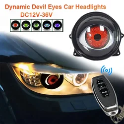 Dynamic 3 Inch Devil Eyes Lens Lights 12v Car Eyes Retrofit Kits Assembly Headlight with Remote Control Moto Auto Accessories