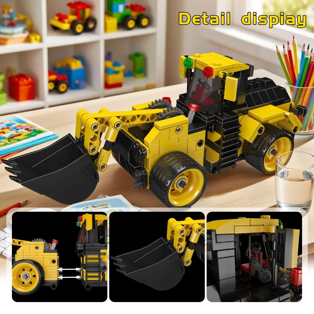 Mould King Seria Pojazdów Inżynieryjnych Ciężarówka Walec Drogowy Ładowarka Model Klocki Techniczne DIY Montaż Prezent na Boże Narodzenie Zabawka dla Dzieci