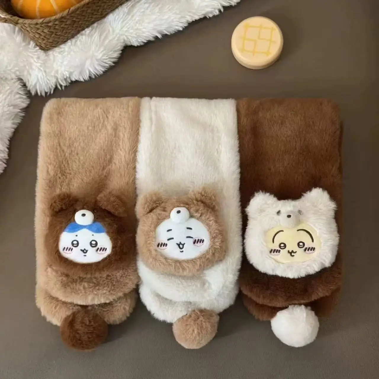 Cartoon Fashion High‑Appearance Chiikawa Fuzzy Warm Winter Scarf Cute Send To Friends Birthday Gift Stylish Innovative Design