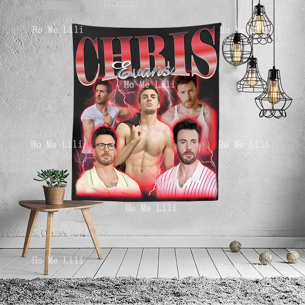 Chris Evans Vintage Graphic 90s Actor Homage Wall Aesthetic Tapestry For Bedroom Living Room Dorm