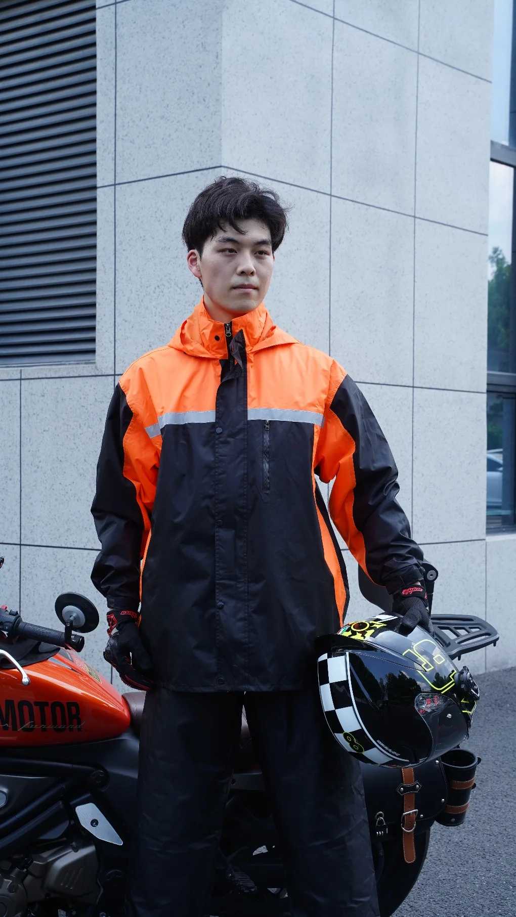 Fashion Thickened Split Rainwear Color Matching Sports Rainsuit Men\'s Waterproof Riding Motorcycle Raincoat