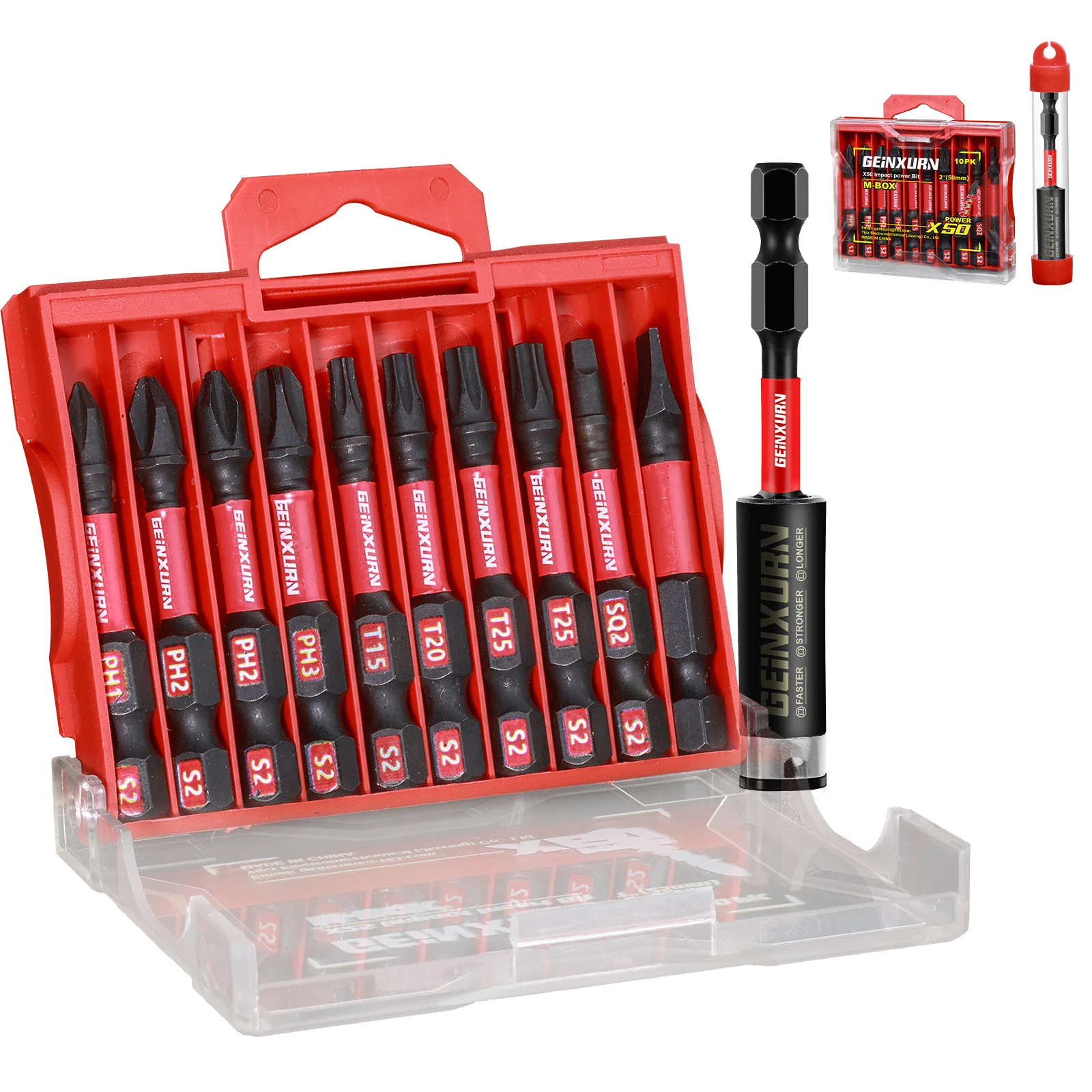 Geinxurn Impact Screwdriver Bits Set, Magnetic S2 Steel Multi Power Bits with Storage M-Box