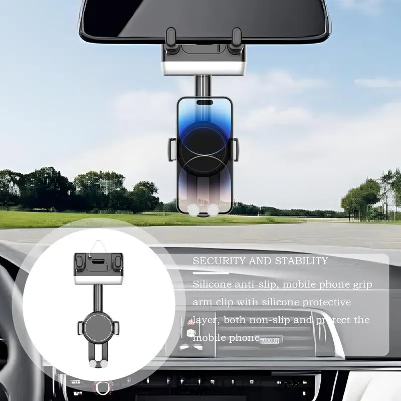 

Крепление для телефона для автомобиля, автомобильное зеркало заднего вида, подставка для смартфона, вращающаяся на 360 градусов, с защитой от сотрясений, автомобильный держатель для телефона для грузовика