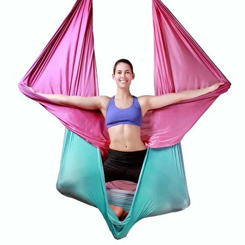 

5-meter-high high-quality fabric flying swing yoga hammock 100% nylon fabric is 40 Denier Nylon Tricot, high density strength.