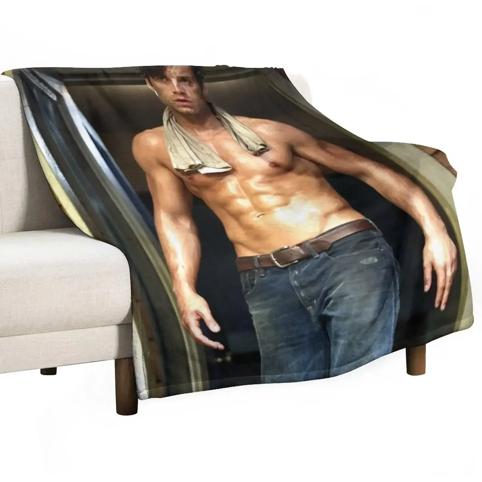 Sebastian Stan Throw Blanket Flannel Fabric Extra Large Throw Nap warm for winter Blankets