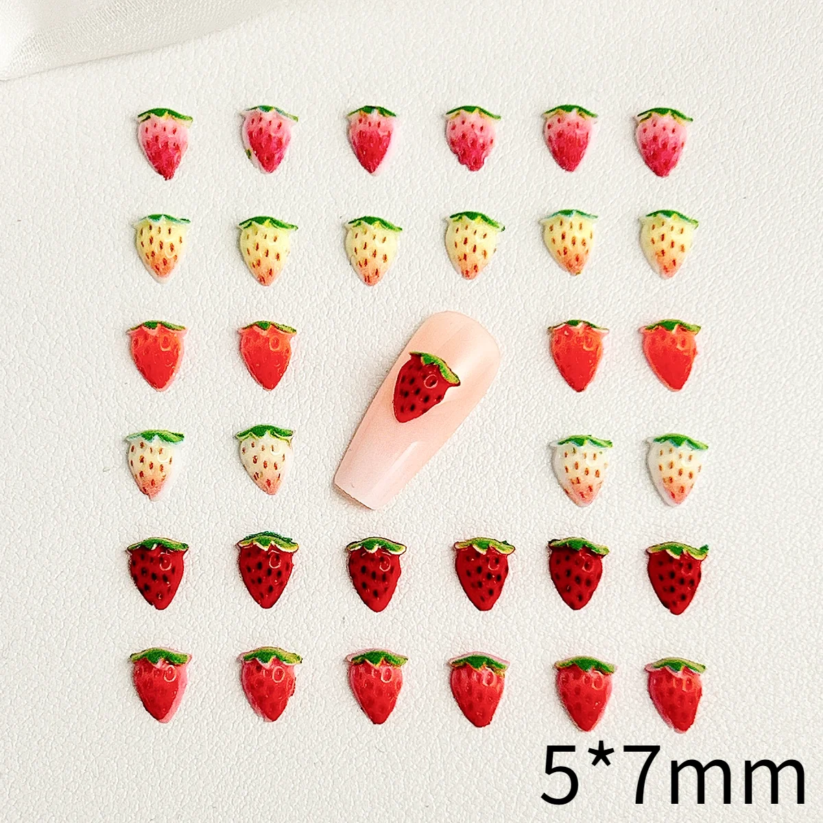 20PCS 3D Creative Simulated Resin Strawberry Nail Charms Colorful Minimalist Strawberry Nail Art Decorations DIY Phone Case Nail