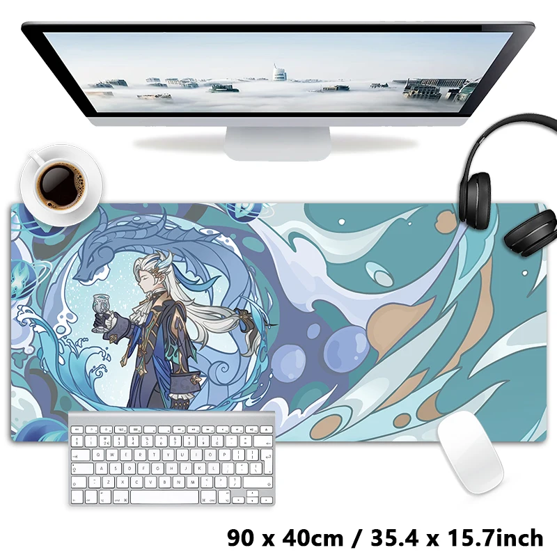 Natlan Mualani Mavuika Furina Neuvillette Wanderer Raiden XXL Large GS Impact Mouse Pad Non-slip Keyboard Desk Mat Mousepad