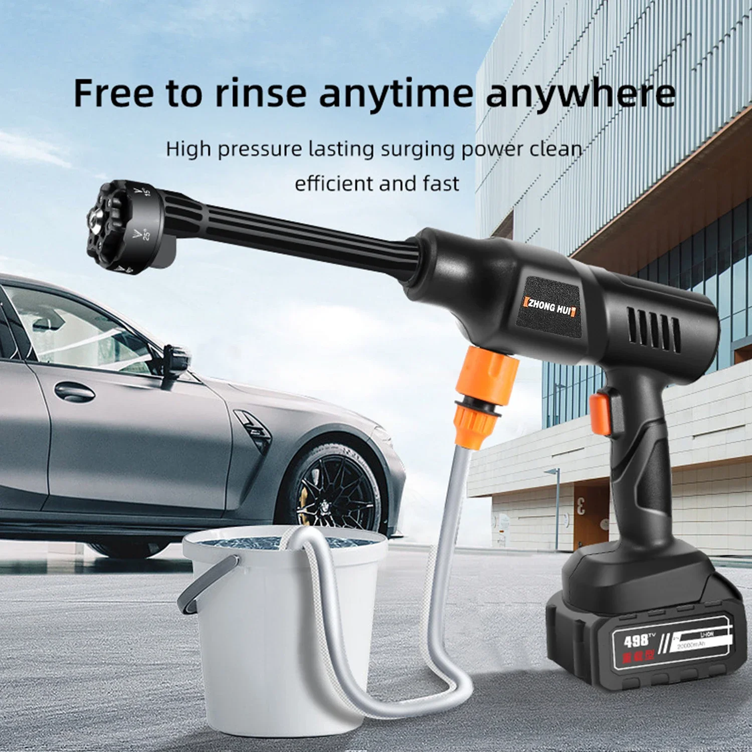 10000mah/20000mah Brushless Electric Water Gun 6-in-1 Nozzles Car Cleaning Garden Watering Suit for Makita 18V Battery Spray Gun