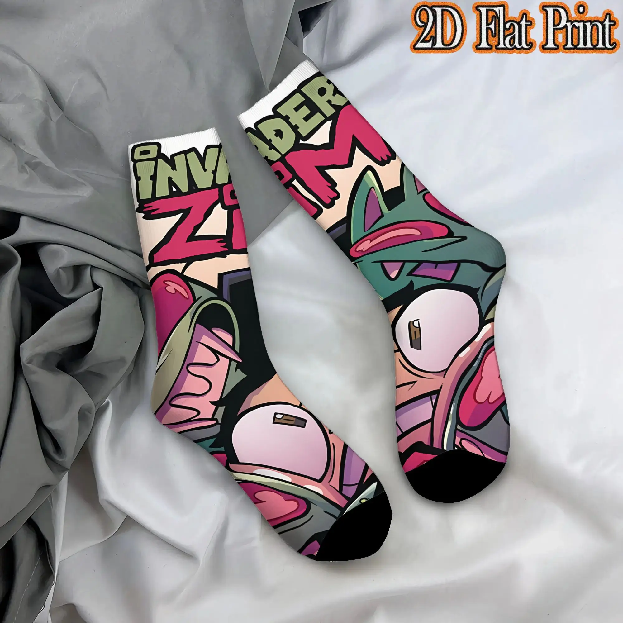 Fashion Retro Invader Zim Anime  Men's  Mid-calfSock Unisex  Funny Mid-Calf Socks