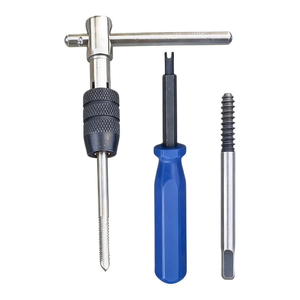 Core Puller T Wrench Reverse Tap Valve Repair Kit for Tire For stem Compatible with Standard Cores Blue 15 10 5cm