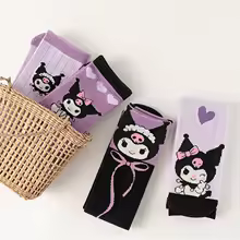 4 Pairs of High-Quality Cartoon Anime Character Kuromi Pattern Women's Straight Socks Comfortable and Soft Casual Women's Socks