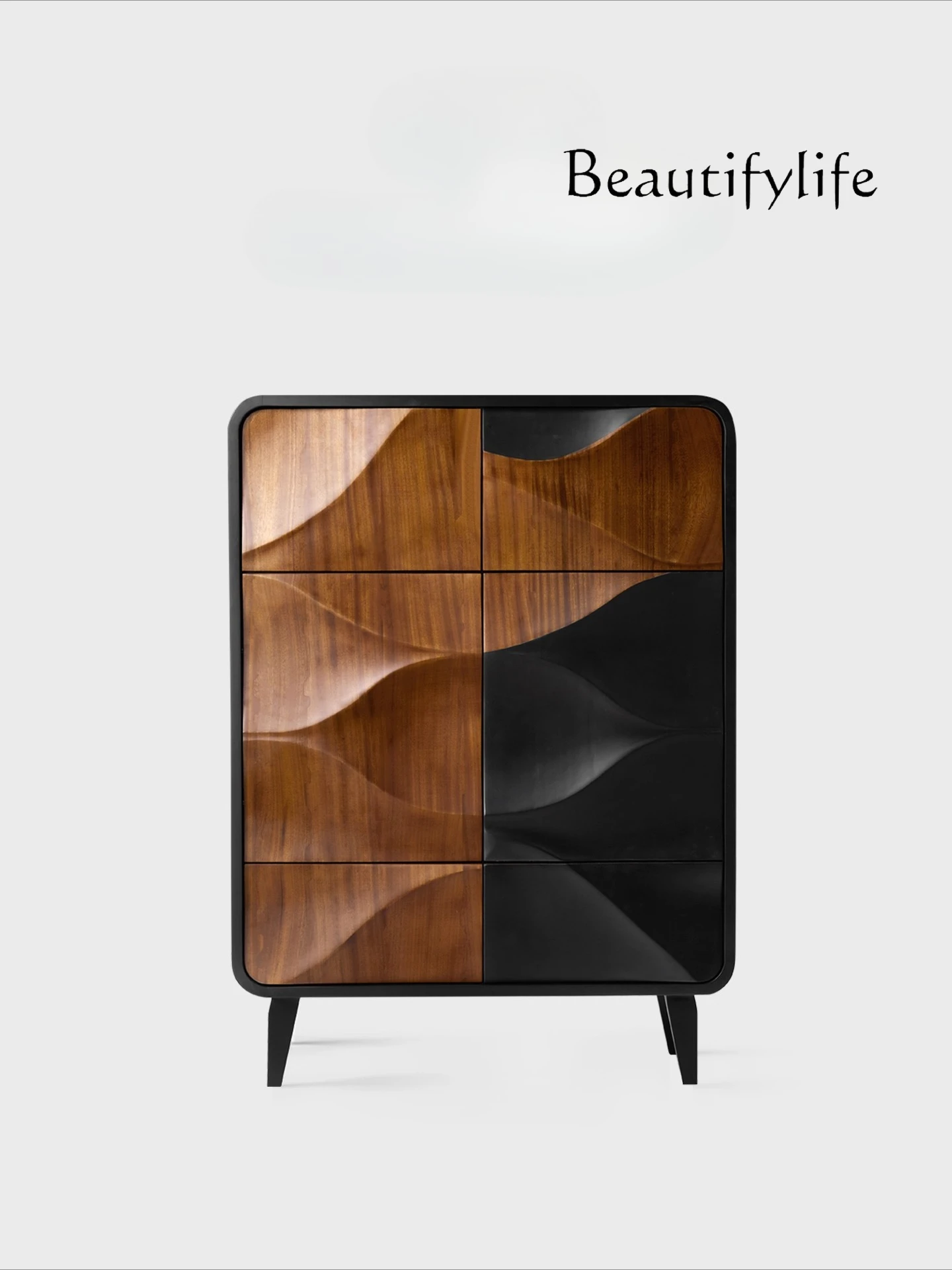 

Italian design chest cabinet high-end villa living room porch cabinet walnut storage locker