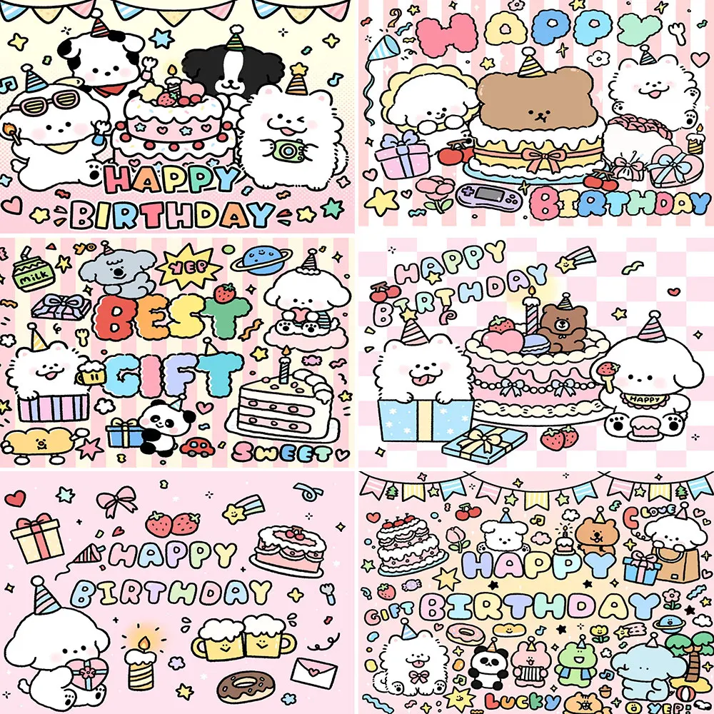

Pet Shop Cartoon Line Drawing Theme Backdrop Animal Cats Dog Paw Happy Birthday Party Decor Banner Background Photo Studio Props