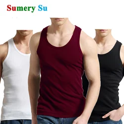 Tank Tops Men Cotton Running Vest Fitness Cool Summer Sleeveless Top Gym Sport Slim Casual Undershirt Male 9 Colors 1PCS