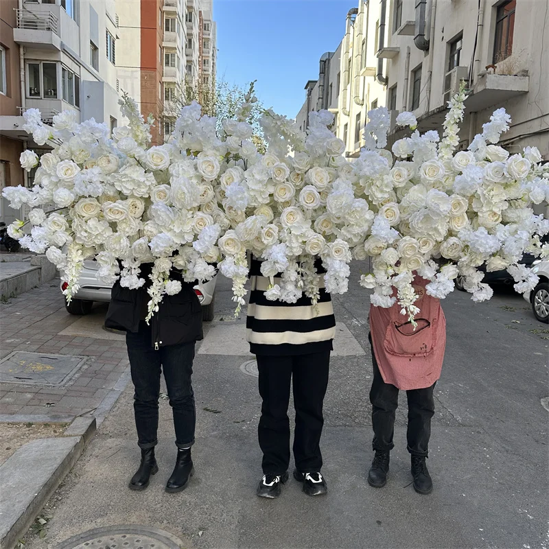 IFG floral supplying luxurious wedding decoration ivory white artificial flowers row for backdrop arch