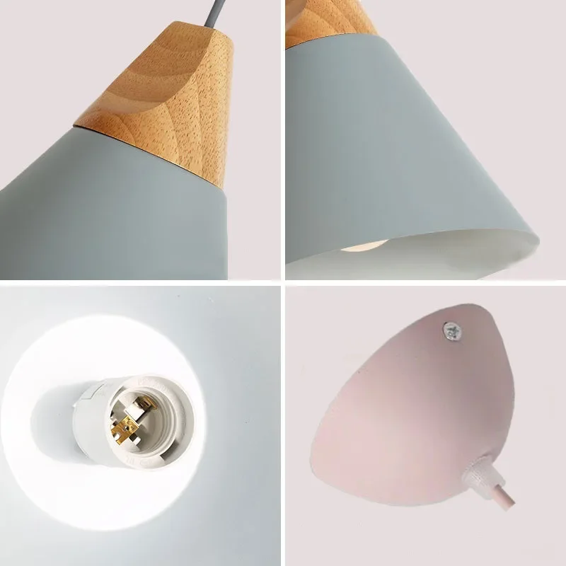 Nordic Modern LED Wood Pendant light Cafe Restaurant Bedroom Kitchen Colorful Home Decoration aluminium product Lamp Fixtures