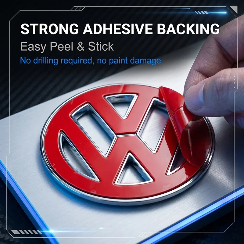 1 Stück ABS-Lenkradabdeckung mit Emblem-Aufkleber für VW Golf Amarok T5 Phaeton ID3 Tiguan T-Cross GTI – Detail 4