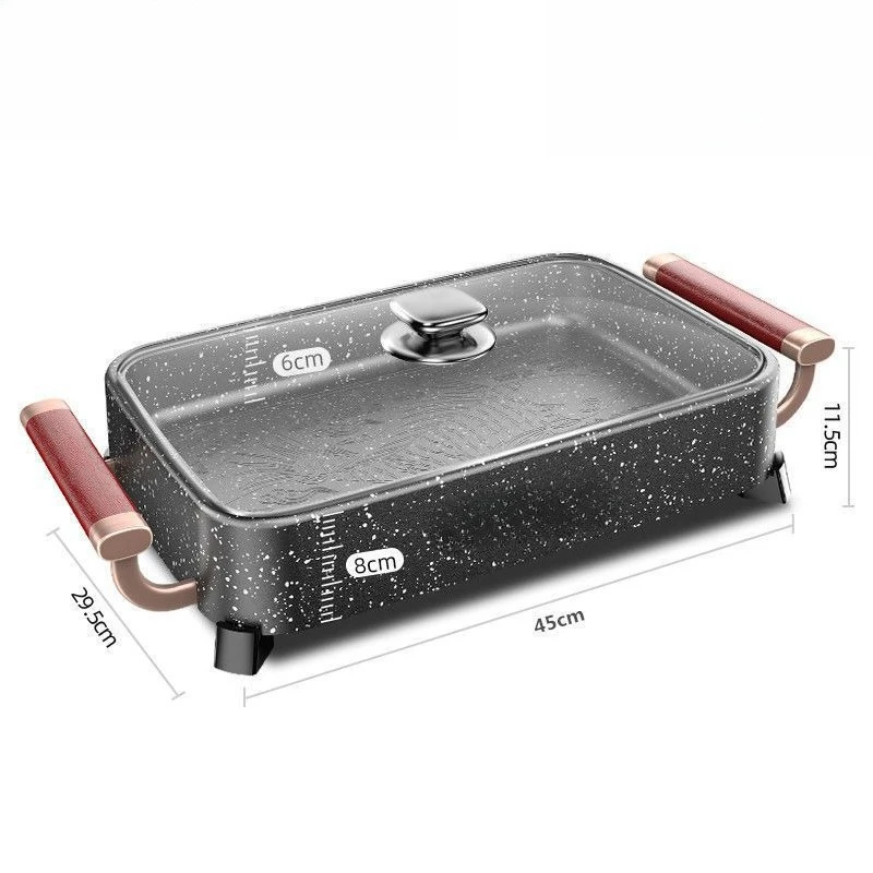 Hot pot barbecue integrated pot household electric grilling pan smokeless barbecue machine paper grilled fish