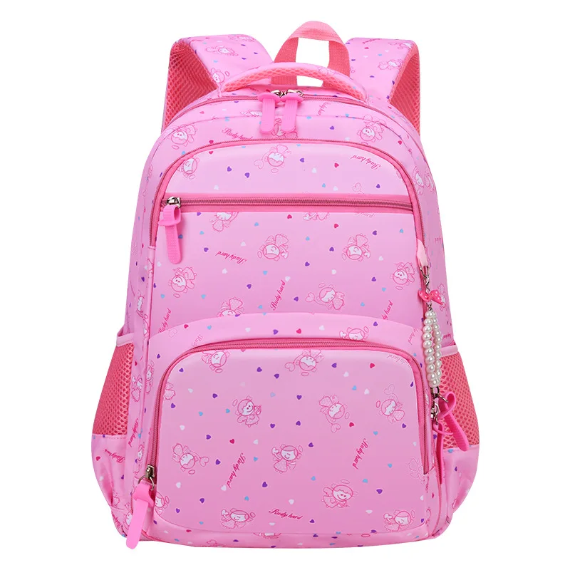 Mochila escolar con estampado de dibujos animados para estudiantes de primaria, mochila bonita de gran capacidad, ligera, impermeable, con apertura lateral