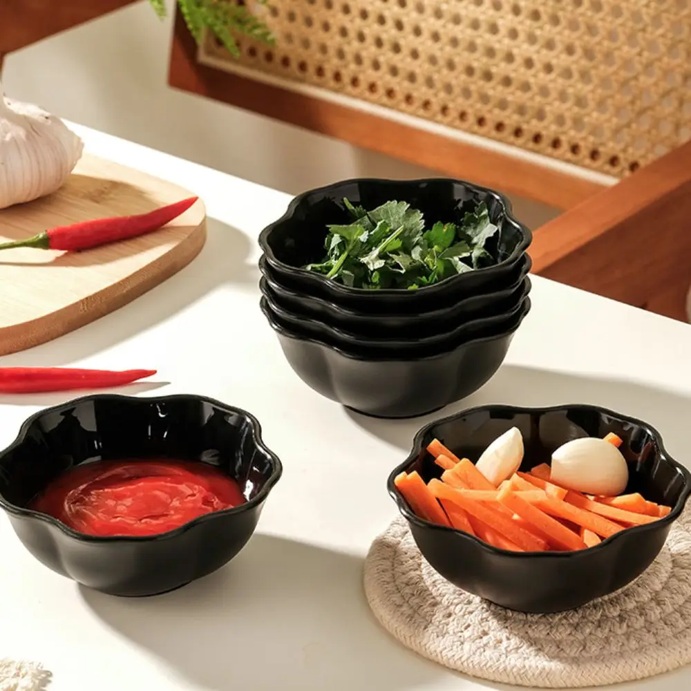 10 Piece Multifunctional Flower/Square Seasoning Dish Black Thickened Sauce Dish Plastic Appetizer Dish Hot Pot
