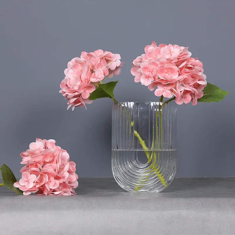 High Quality Simulation Hydrangea Macrophylla Home Living Room Dining Table Wedding Decoration Fake Artificial Flowers Cheap