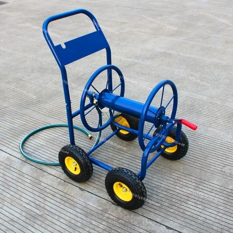 

Small 4 Wheel Metal Garden Hose Cart Hose Portable Storage Rack