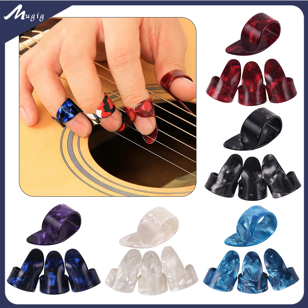 Guitar Plectrums Sheath Thumb Finger Picks for Acoustic Electric Bass Guitar Ukulele Banjo 1 Thumb + 3 Finger Guitar Picks 4pcs