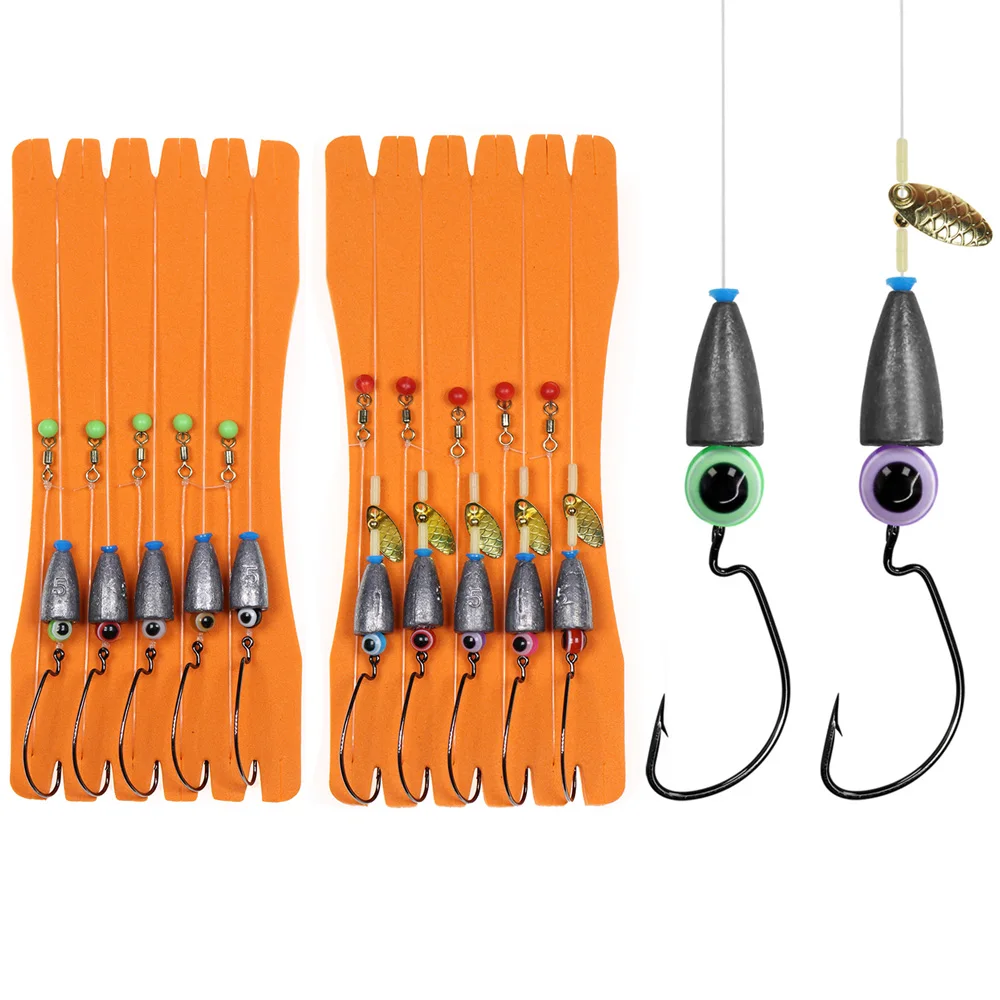 5 Stück/Set Texas Rig Set für Barsch-Angeln, Carolina Rig Kit, Angelzubehör, Fischhaken, Karpfenangeln, Haar-Rigs, Fertige Boilie-Köder