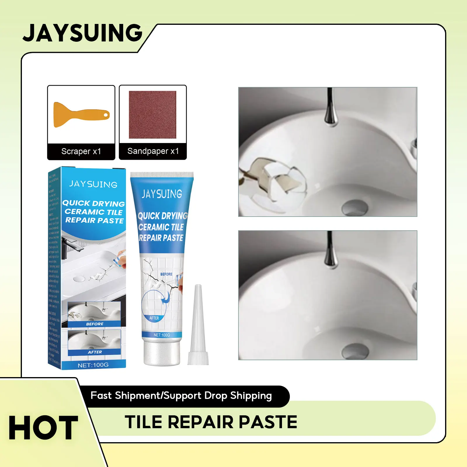 

Tile Repair Paste Kit Ceramic Crack Repairing Agent Adhesive Bathroom Tub Shower Repair Set Porcelain Ceramic Fix Crack Paste