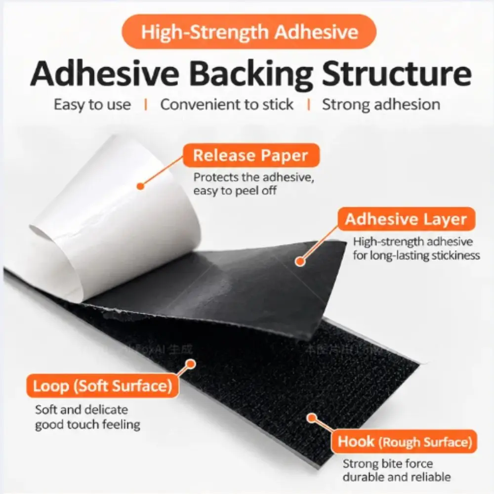 12pcs Strong Adhesive Backing Hook And Loop Tape Double Sided Double Sided Mounting Tape Sticky Back Fastener