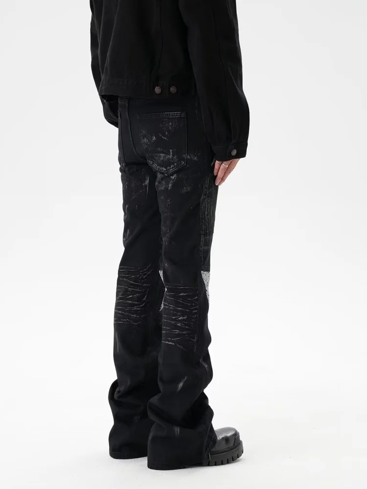 2025 الأمريكية الرجعية Y2K الشارع الشهير ستار التطريز غسلها الأسود جينز ضيق السراويل للرجال الملابس السراويل الطويلة Pantalon Hombre #6