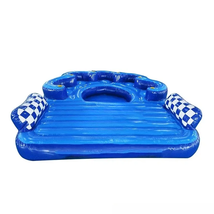 

Custom Inflatable Water Amusement Equipment Multiplayer Inflatable Floating Island Platform Boat