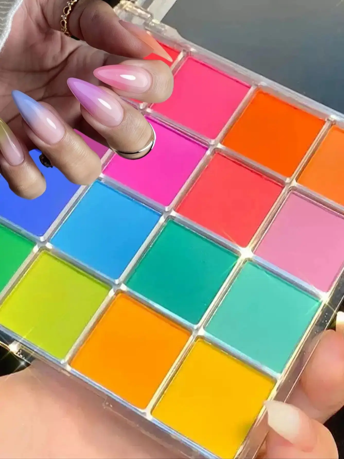 6/16 couleurs couleur claire solide changement progressif poudre ombre à paupières plaque montée fille vernis à ongles aurora miroir ongles paillettes poudre