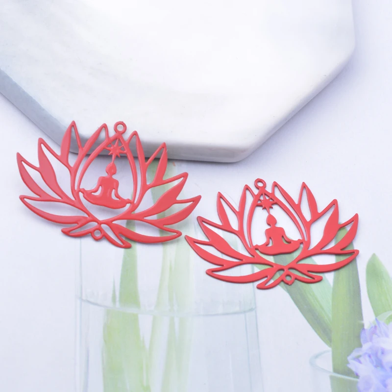 30 Stück/Lot AD3337 38*25mm Messing-Blumen-Lotus-Anhänger Verbinder Bunte Schmuck- und Ohrring-Materialien – Detail 6