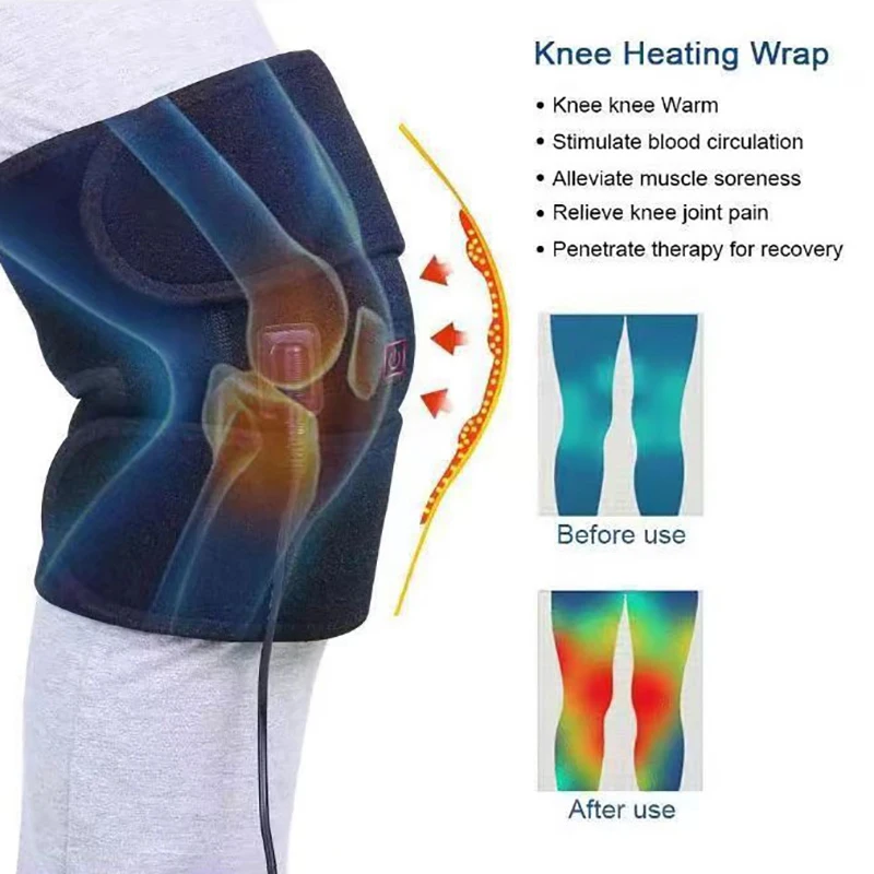 Electric Leg Heating Knee Pad 5V USB Charging Heated Knee Brace 3 Heat Levels Knee Heating Pad For Knee Joint Pain Relief