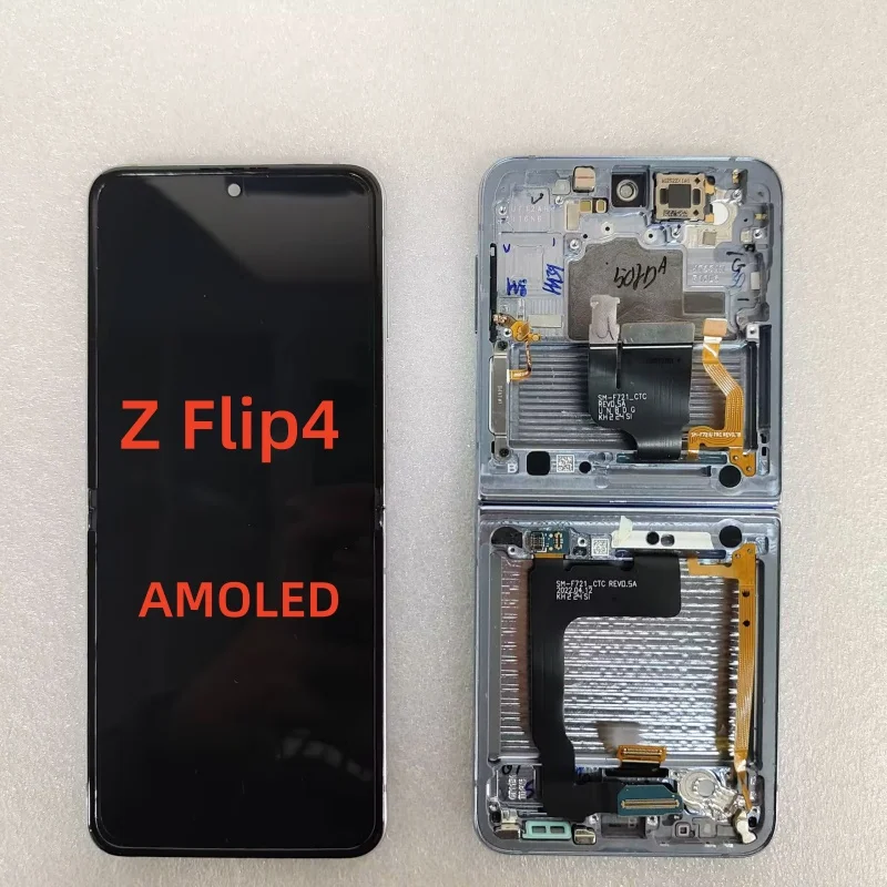 Б/у восстановленный AMOLED-экран для Samsung Z Flip4 SM-F721B F721N F721, LCD-дисплей с сенсорным экраном и рамкой для Samsung Flip 4 5G
