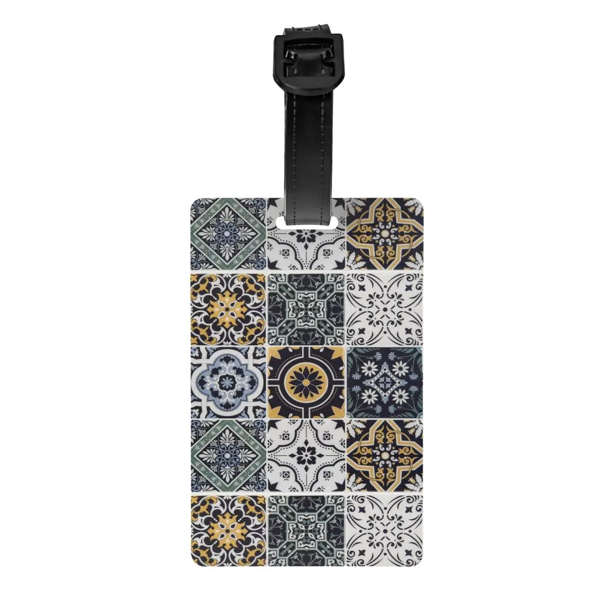 

Синяя плитка в марокканском стиле, багажная бирка для дорожного чемодана, конфиденциальная обложка, идентификационная этикетка