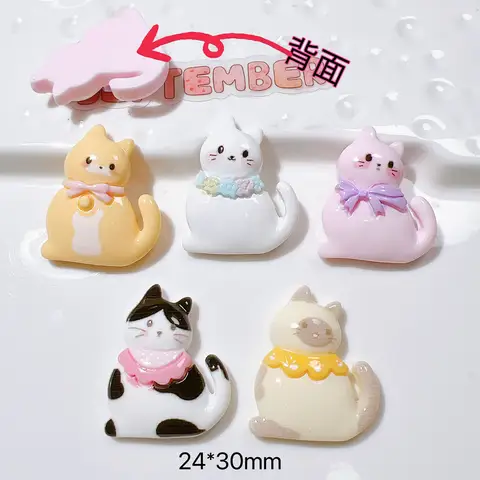 Kawaii Cartoon Cat Resin Flatback Cabochon DIY Scrapbooking Decorative Crafts Making Headgear Figurines & Miniatures Accessories