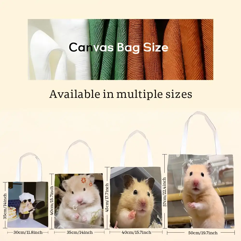 Playful Funny Hamster Meme cute Storage Bags Canvas Bags Series Art Print Bag Lightweight Shoulder Bag Shopping Bag