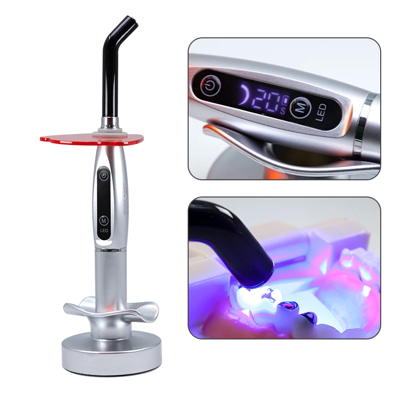 Dental 5W Power LED Light Curing Machine Oral Photosensitive Lamp Teeth Whitening Resin Wireless Metal Head Strong Working Mode