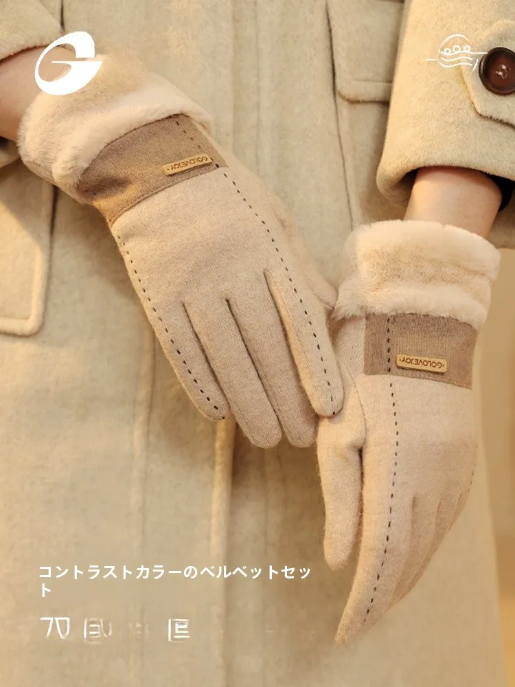 golovejoy-冬用サイクリンググローブ-レディース-フリース裏地付き-防風-電動車両対応-タッチスクリーン対応-カシミヤグローブ