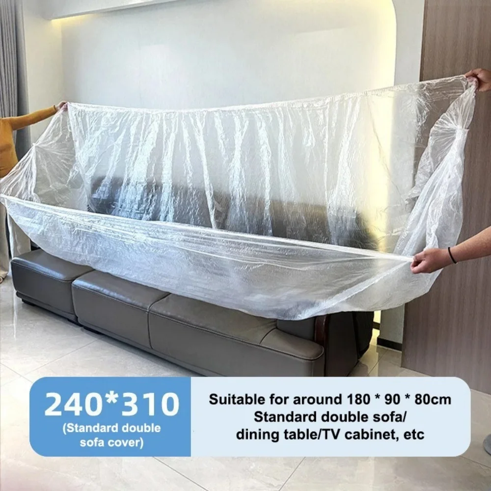 1PC Transparent Disposable Bed Dust Cover Waterproof Thick Plastic Furniture Protection Easy Application Elastic Edges