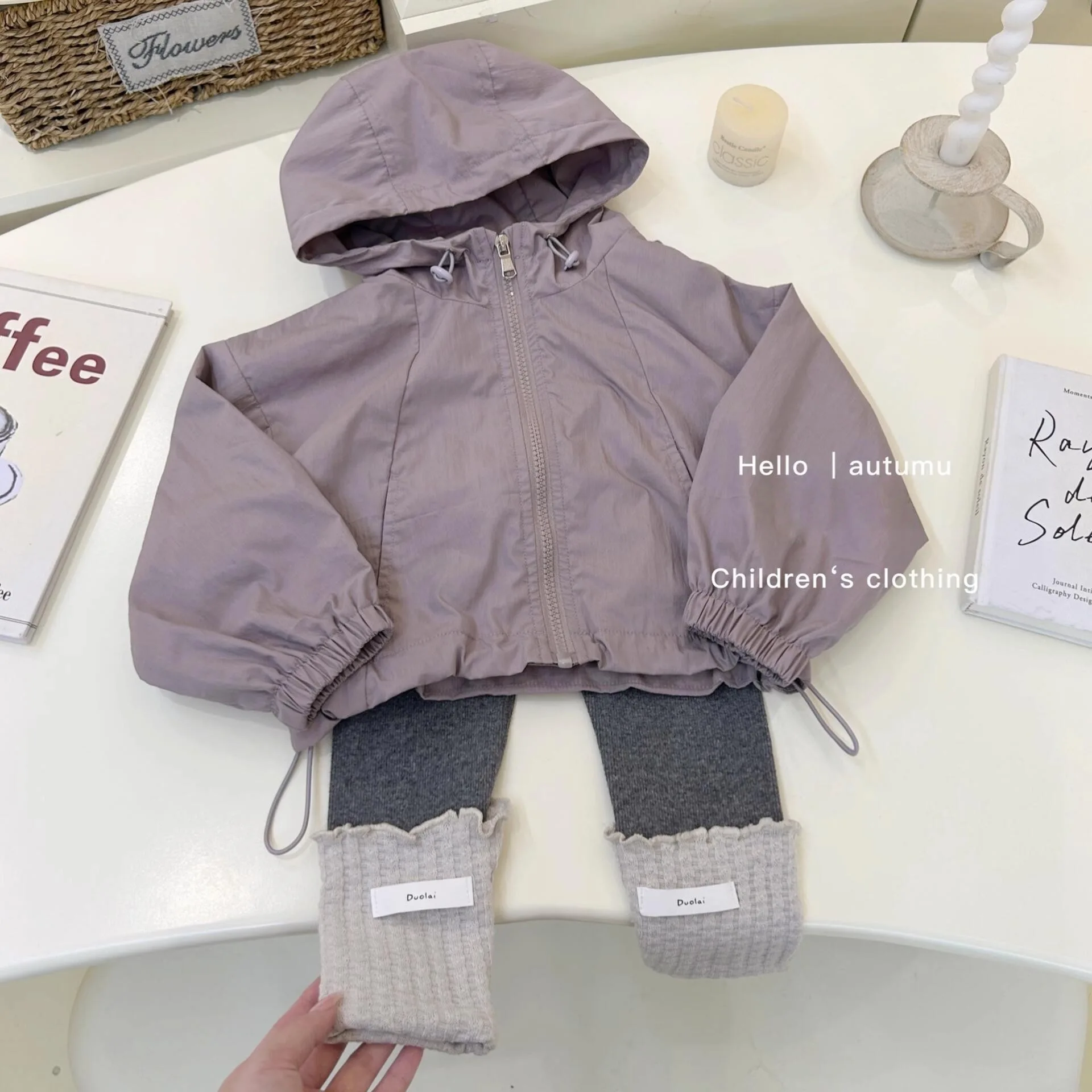 

Girls' Jacket Autumn Clothing New Foreign Style Children's Spring and Autumn Little Girl Sports Hooded Top