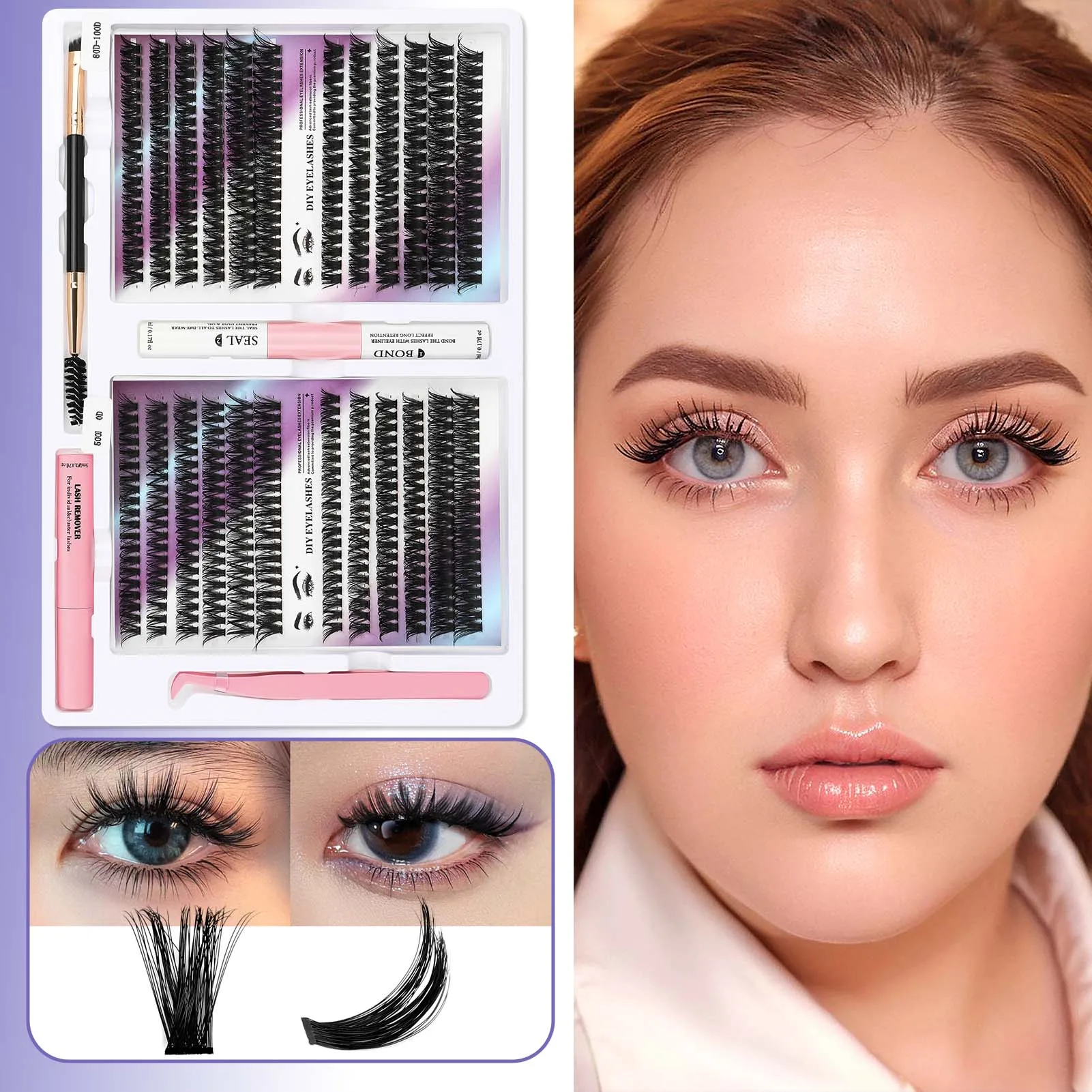 Kit de vínculo e selo de cílios falsos, extensões macias Curl Lash, clusters 808D Plus 100D, maquiagem individual, maquiagem, 468 peças