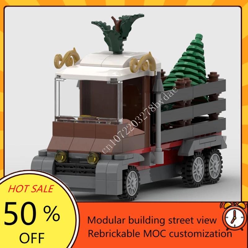 249PCS Christmas Tree Delivery Truck MOC Creative street view Model Building Blocks Architecture DIY Assembly Model Toys Gifts