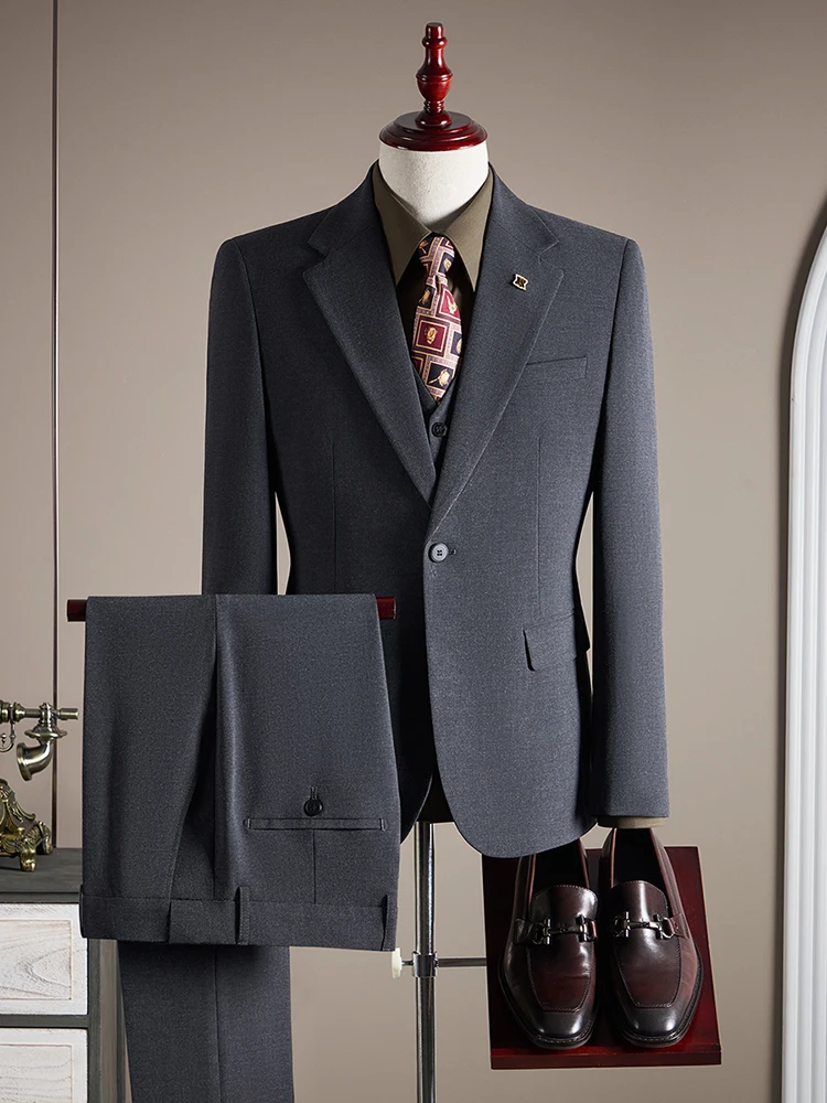 

7XL-S(Jacket+Vest+Pant) Men Suit Formal Business Work Wedding Stage Tuxedo Fashion Men Slim Social Formal Suit 3 Pcs /2Pcs