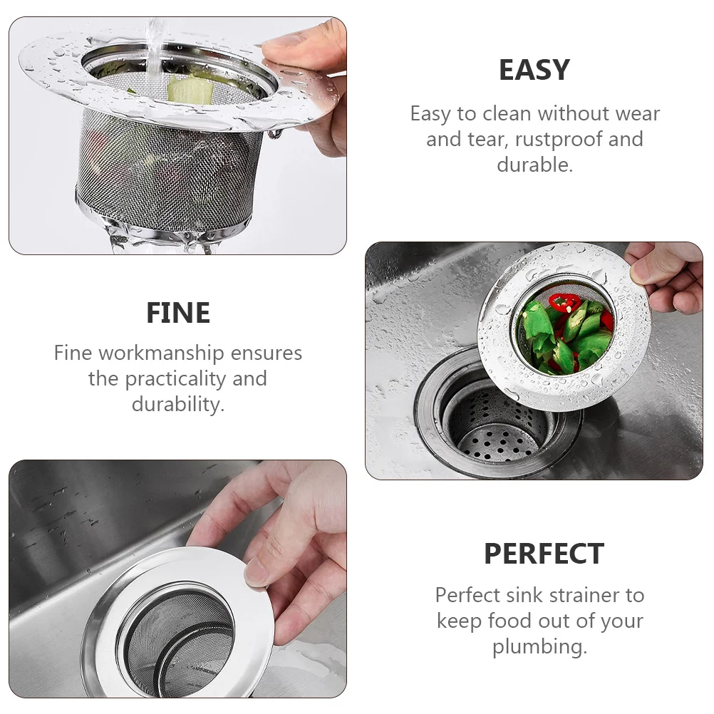 

2Pcs Stainless Steel Sink Strainer Kitchen Filter Mesh Rustproof Drainage Strainer for Cookware Utensils Easy Clean Sink Filter