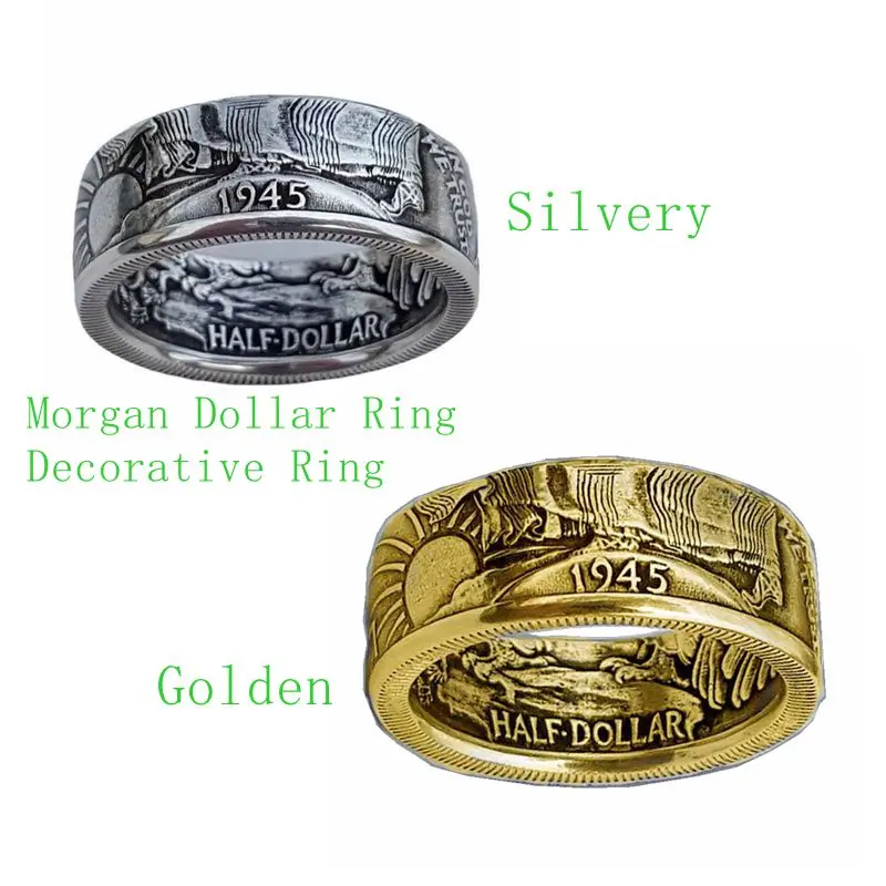 1945 Morgan US Dollar Old Coin Ring Ranger Collection Commemorative Ring Champion Ring Personalized Gift