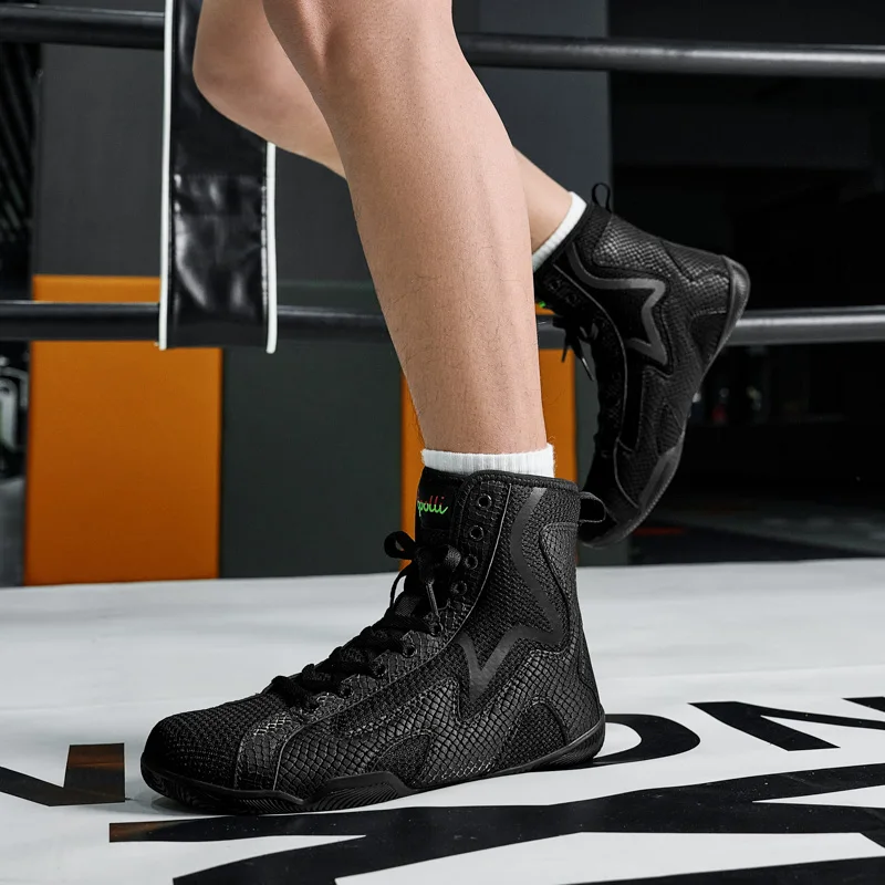 Zapatos de lucha profesional para entrenamiento de hombre, zapatillas de entrenamiento físico para interiores, notas antideslizantes, zapatos de boxeo para partido de lucha