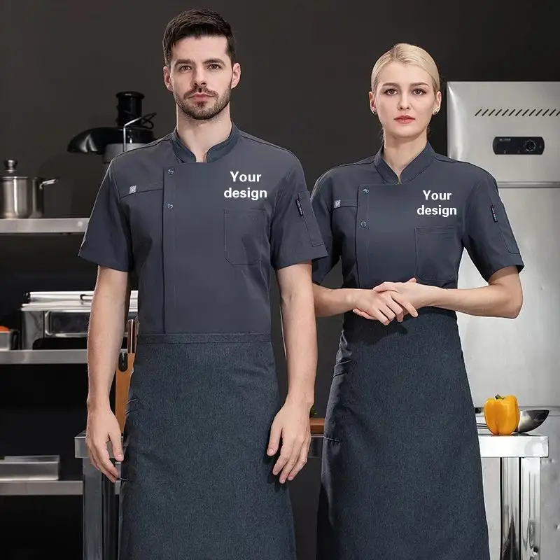 Custom Men's Chef Jacket Uniform Stretch Shirt Print Logo Personalized Design Pattern Embroidery Kitchen Work Clothes Cook Coat